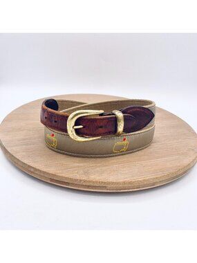 Vintage Masters Golf Belt Womens 32 Brown Full Grain Leather Nylon Brass Buckle